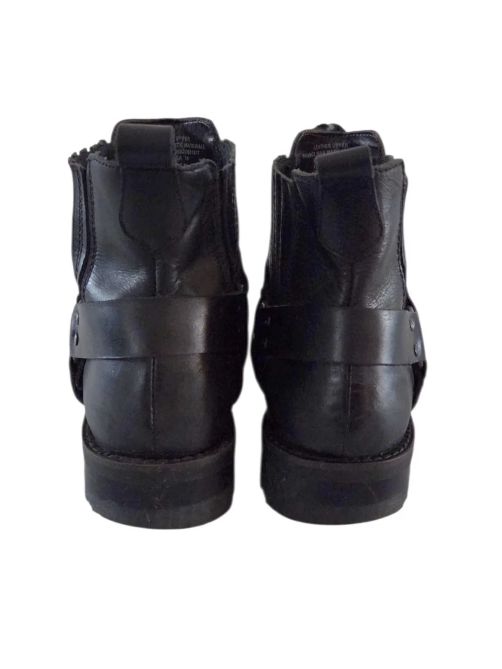 GBX Mens Black Leather Harness Chelsea Ankle Boots Size 10 Lug Sole Moto
